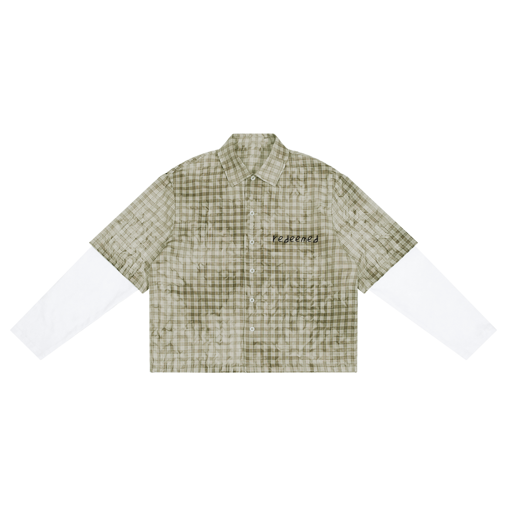 Unisex Vintage Wash Plaid Short Sleeve Shirt